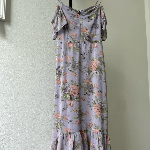 Lavender Floral Print High-Low Dress - Picture 2 of 5